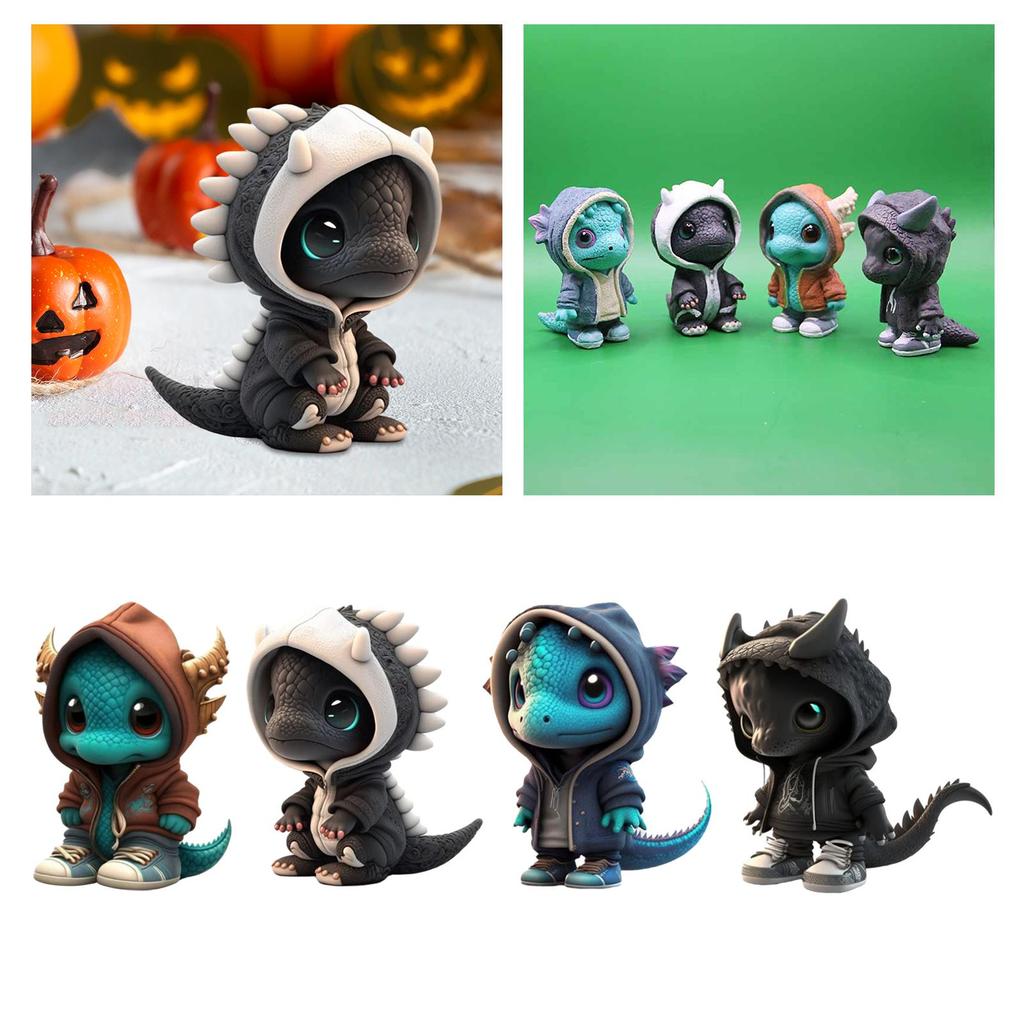 Dinosaur Statue Desk Resin Collectable Figurine Halloween Elf Decoration for Bedroom Cabinet Bookshelf Restaurant Apartment