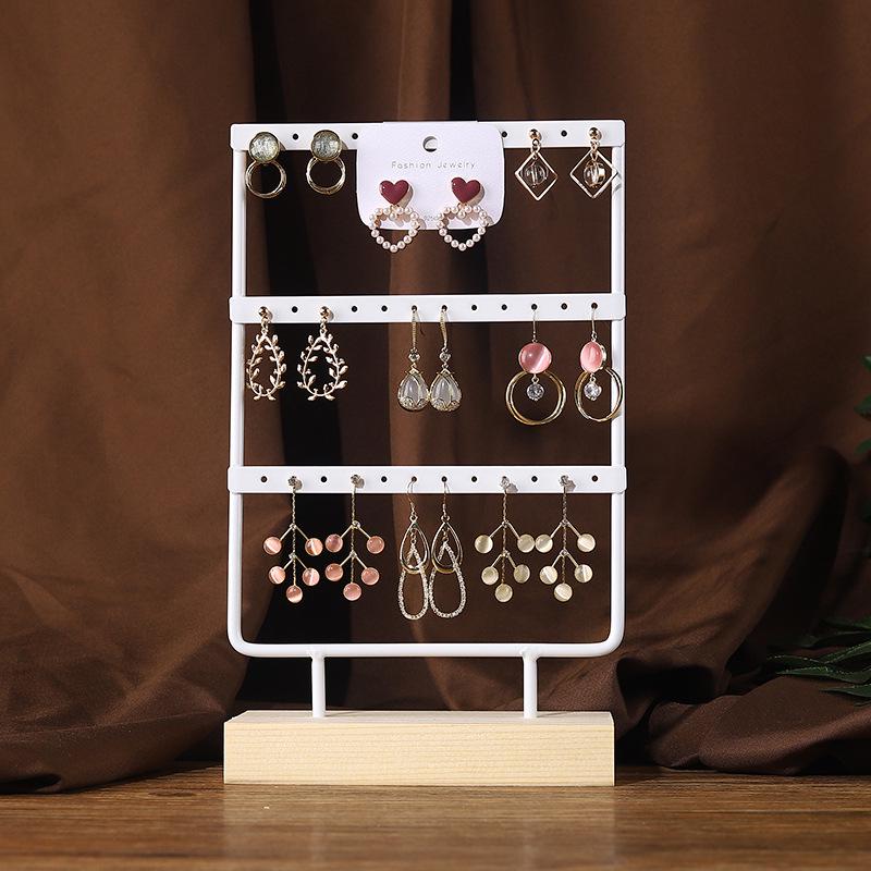 Solid Wood Iron Art Earring Holder Jewelry Display Stand for Home Storage and Hanging Ear Studs.