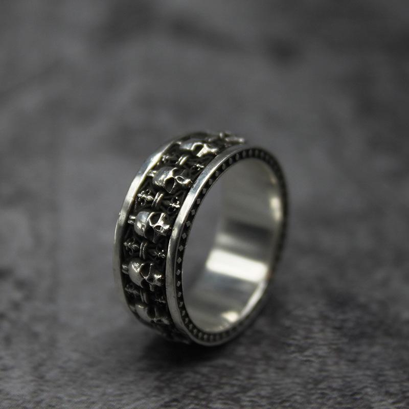 Punk Gothic Skeleton Open Ring Neutral Retro Creative Silver Color Hip Hop Personalized Halloween Party Jewelry Gift