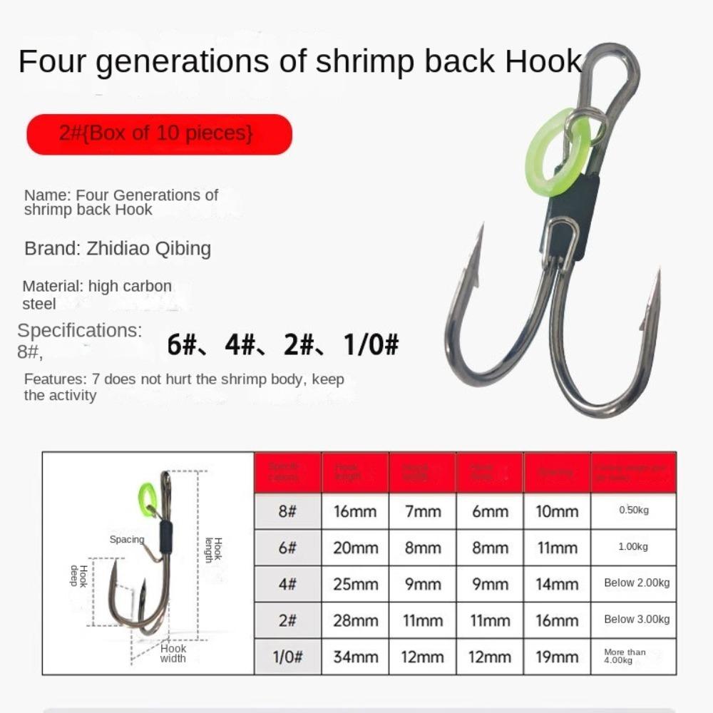 10pcs Pickerel Live Shrimp Bait Hooks Double hook Hawksbill Single Hook  Sea Fishing