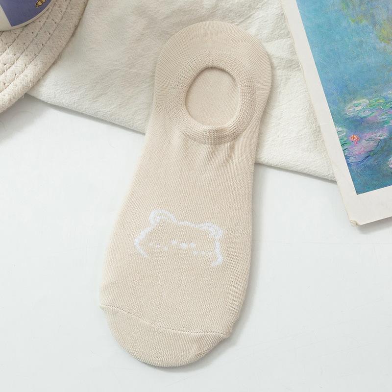 

Bear Boat Socks for Women, Summer Thin Invisible Socks, Solid Color, Versatile, Anti-slip and Won t Fall Off, and Thin Shallow Mouth Short Socks 1 pair тілесний