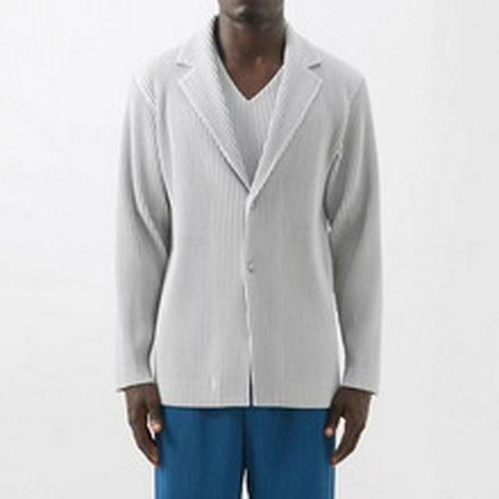 Men's Loose Fit Miyake-Style Pleated Polo Shirt - Solid Color, Long Sleeve, Classic Japanese Design