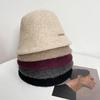 1pc Winter Warm Casual Felt Bucket Hat for Women,Solid Color Versatile Knitted Skullcap,Suitable for Daily Wear,Gift Winter Warm