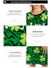 Irish Shamrock Digital Print Long Sleeve Dress - Round Neck, European & American Style
