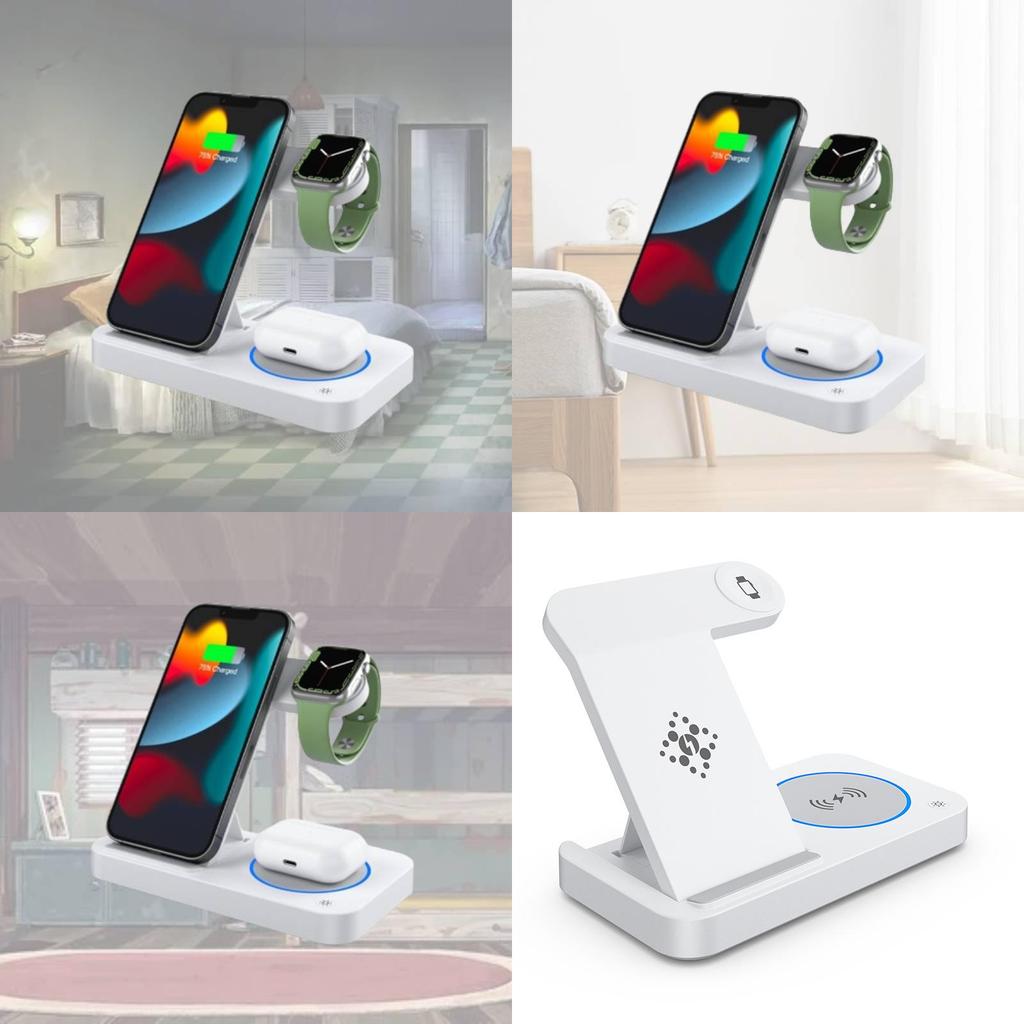 New Foldable Four-in-one Wireless Charger For Apple Watch Earphones And Phone Fast Charging 25w Power Output