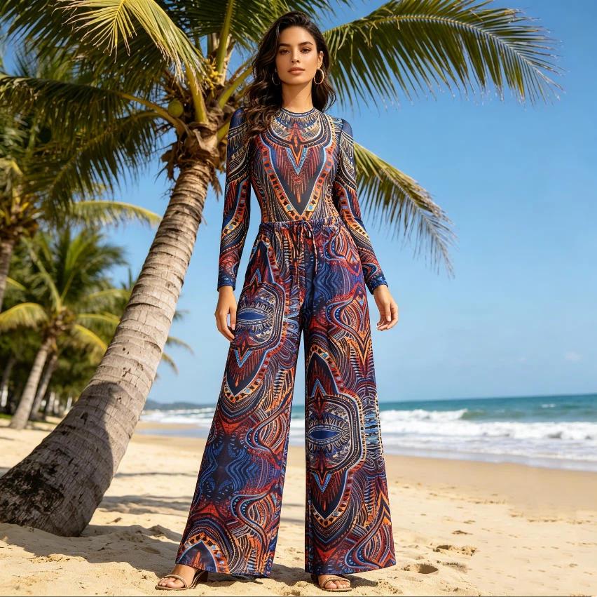 Smart Swimsuit Russian Style Women's Sunscreen One Piece Swimsuit With Long Pants