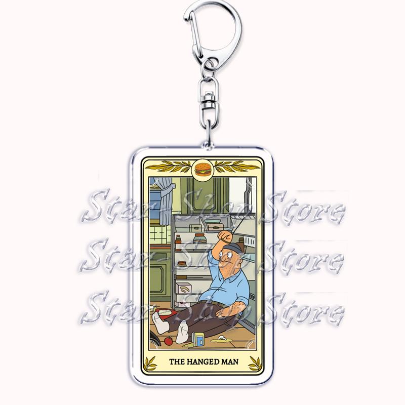 Popular Culture Halloween Tarot Card Keychains for Accessories Moon Luna Death Keyring Jewelry Fans Lovers Friends Reader Gifts