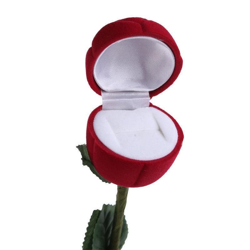 1Pcs Portable 3D Red Rose Jewelry Box Wedding Ring Gift Case Earrings Storage Display Holder Gift Boxes For Earring Rings
