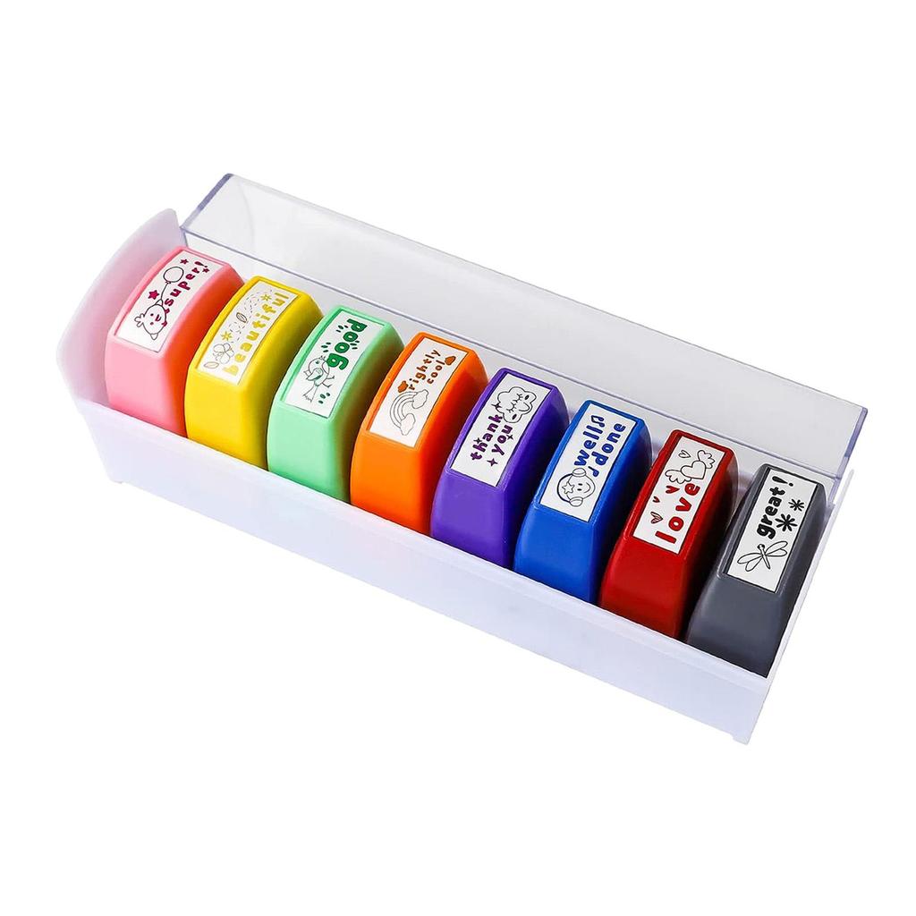 8x Teacher Stamps Set Return Stamp for Homework Classroom Teacher Supplies