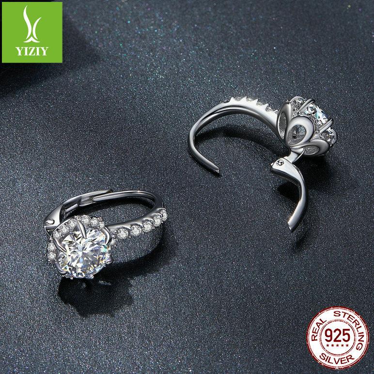 Classic One-Carat Moissanite Ear Buckle With Certificate, Noble And Elegant S925 Silver-Plated Platinum Earrings
