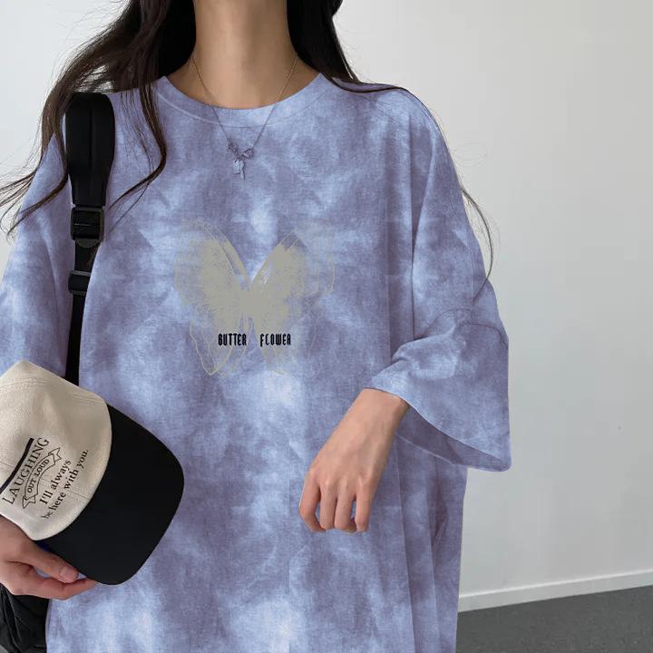 Korean Style Tie-Dye Short-Sleeve T-Shirt Dress – Women's Trendy Summer Fashion
