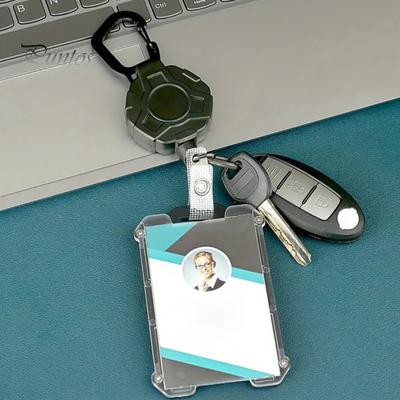 Kartenhülle, strapazierfähig, einziehbarer Ausweishalter, Ausweishalter mit Anti-Verlust-Lanyard, einziehbarer Schlüsselanhänger, Karabiner, Hartschalen-Kartenhülle