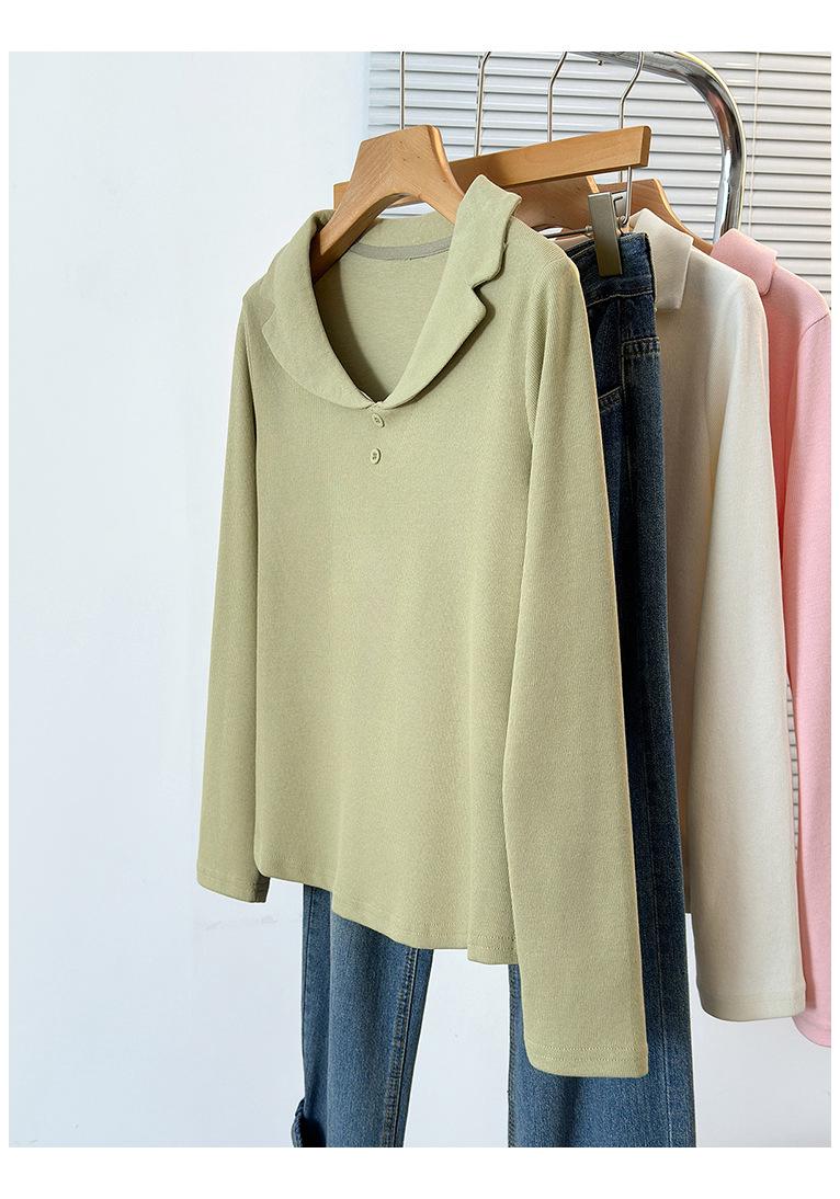 Versatile Slimming Plus Size Women s Half-Open Collar Long Sleeve T-Shirt XL зелёный