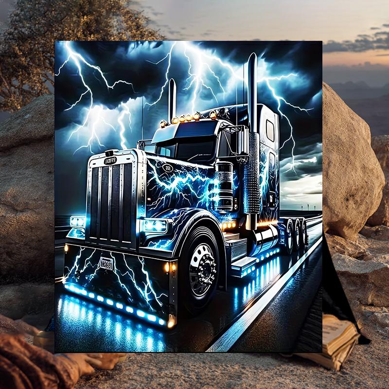1PC Thunder Truck Journey Flannel Blanket Gift, Suitable for Both Men And Women, Soft Ideal for Beds And Sofa, Birthday Or Christmas Gift