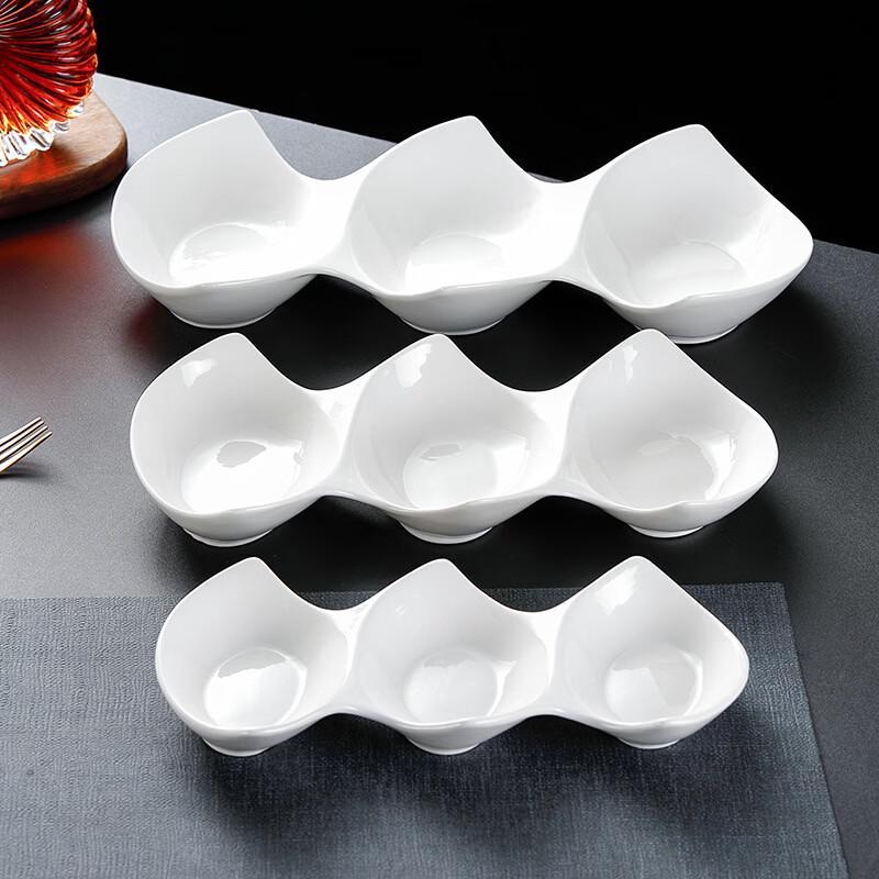 Ceramic Triple-Compartment Sauce Dish