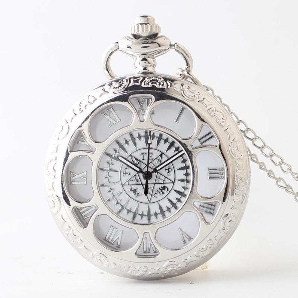 Pocket Watch Roman Numerals Clamshell Luminous Necklace Watch Hollow Petals Male and Female Students Quartz Wall Watch