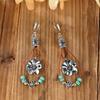 1 Pair Vintage Silvery Color Flower Drop Earrings Boho Golden Color Bead Floral Earrings Diy Jewelry Valentine's Day Gifts
