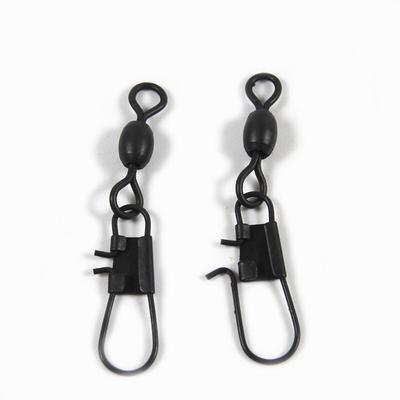 [50 PCS]  Matt Black Crank Swivel with Snap Coarse Carp Brass Fishing Accessories Terminal Tackle