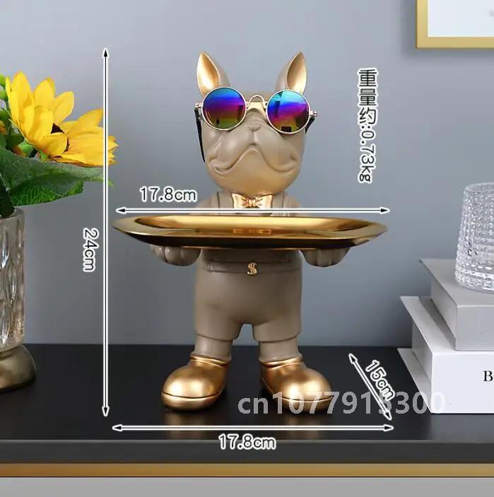 Bulldog Animal Figurines,Home Decoration Accessories,Table Ornaments,Storage Tray,Dog Model Statue,Sculpture Living Room Decor