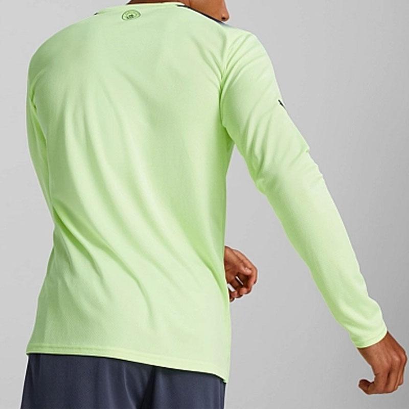 Puma Manchester City 22/23 Letter Logo Print Crew Neck Long Sleeve Football Shirt Men tops Green 765735-03