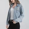 Damen Slim Fit Strass Jeansjacke - Modisches Heavy Industry Design