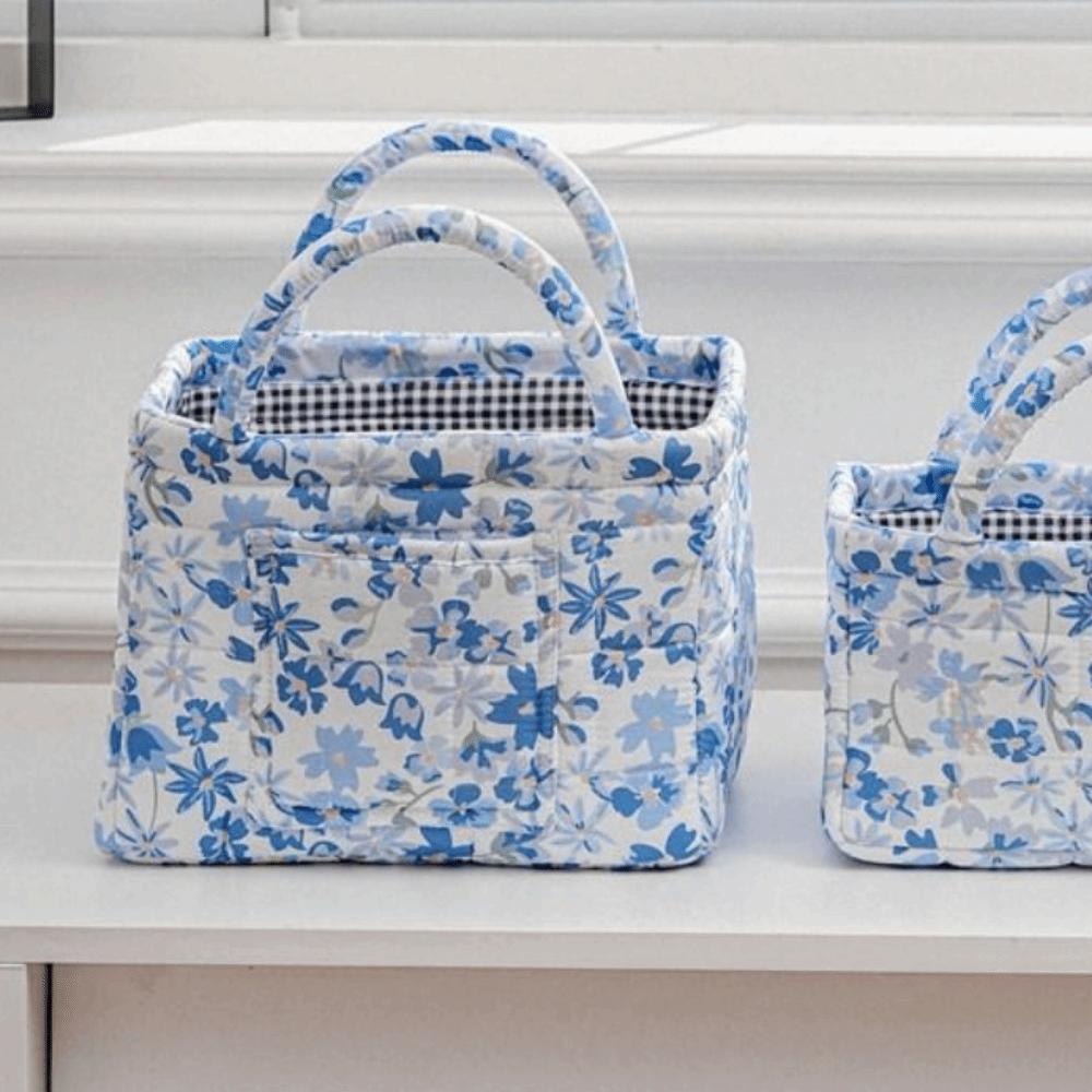 Floral Print Laundry Organizer with Side Pocket Miscellaneous Storage Basket  Shopping