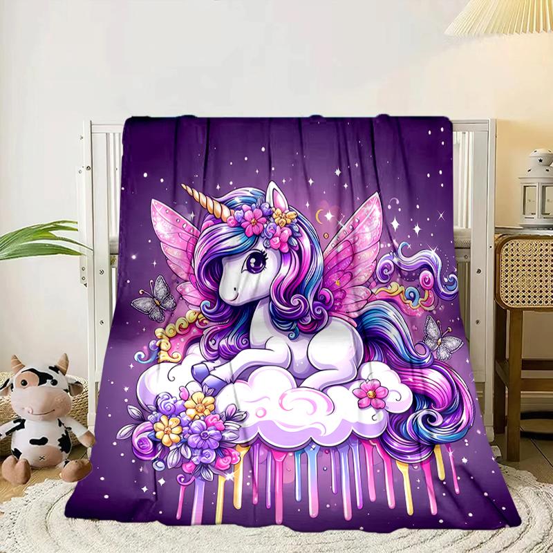 Rainbow Unicorns Garden Blanket Flannel Blanket for bed, sofa, Camping, Hiking, Picnic Essentials, gift for family Fan gifts