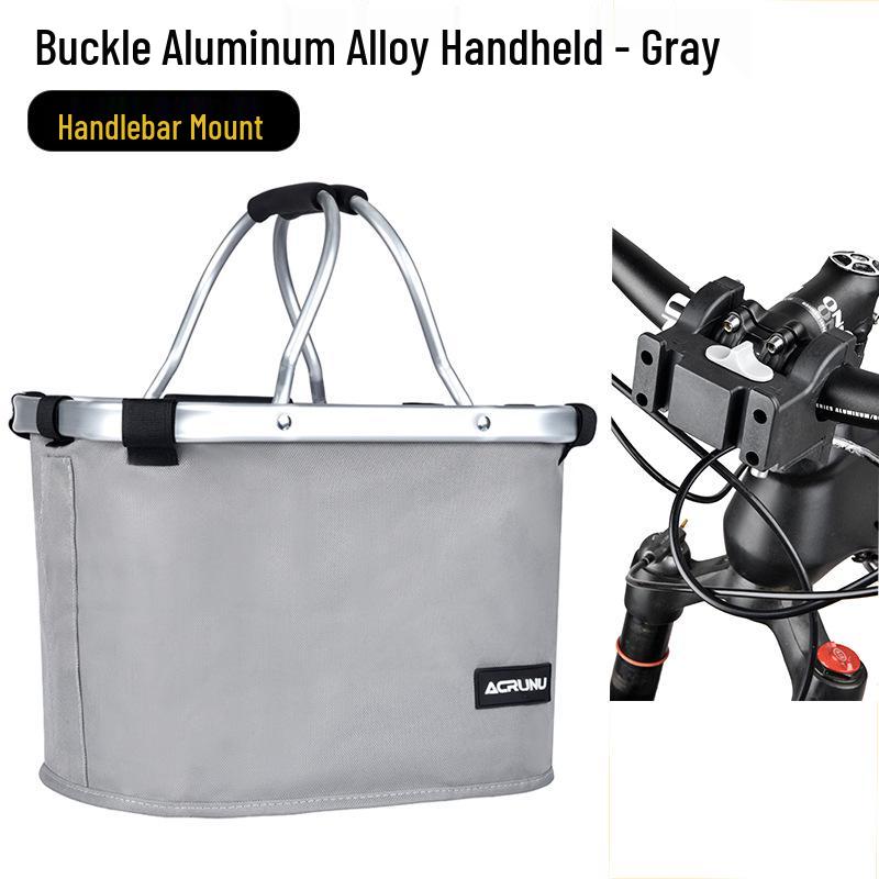 ACRUNU Waterproof Front Basket for Mountain Bike & Electric Scooter - Commuting Foldable Aluminum Alloy Handheld Basket