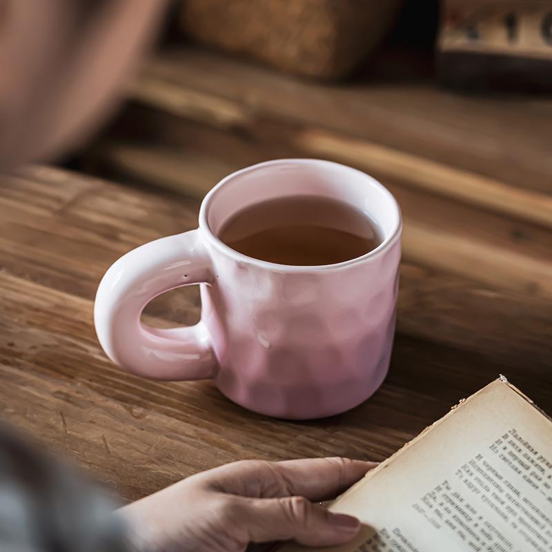 Ceramic Thick Handle Mug Round Large-Capacity Drinking Cup Household Daily Milk Oat Cup High Value Couple Cup