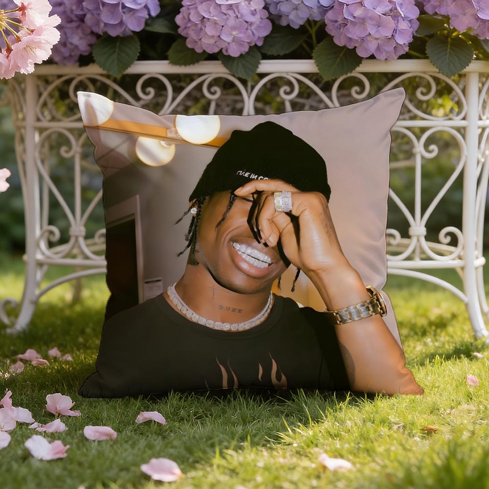 Rapper T-Travis Scott Cushion Cover Home & Car Dual-Scene Pillow Cover: Reversible for Premium Comfort