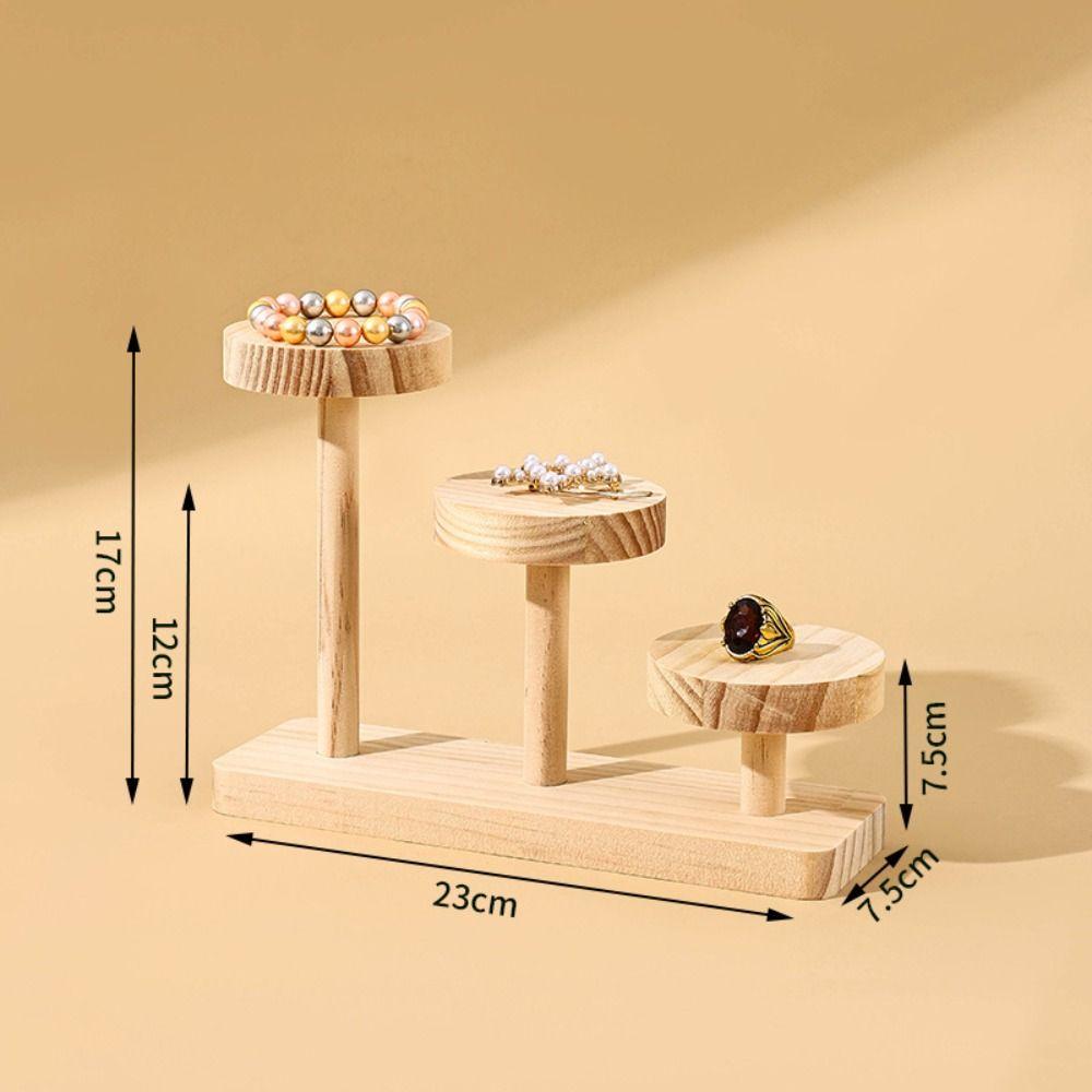 Wood Walnut Jewelry Rack Multi Round Versatile Desktop Display Stand Multi-layer Stepped Plant Display Rack Ornaments Display