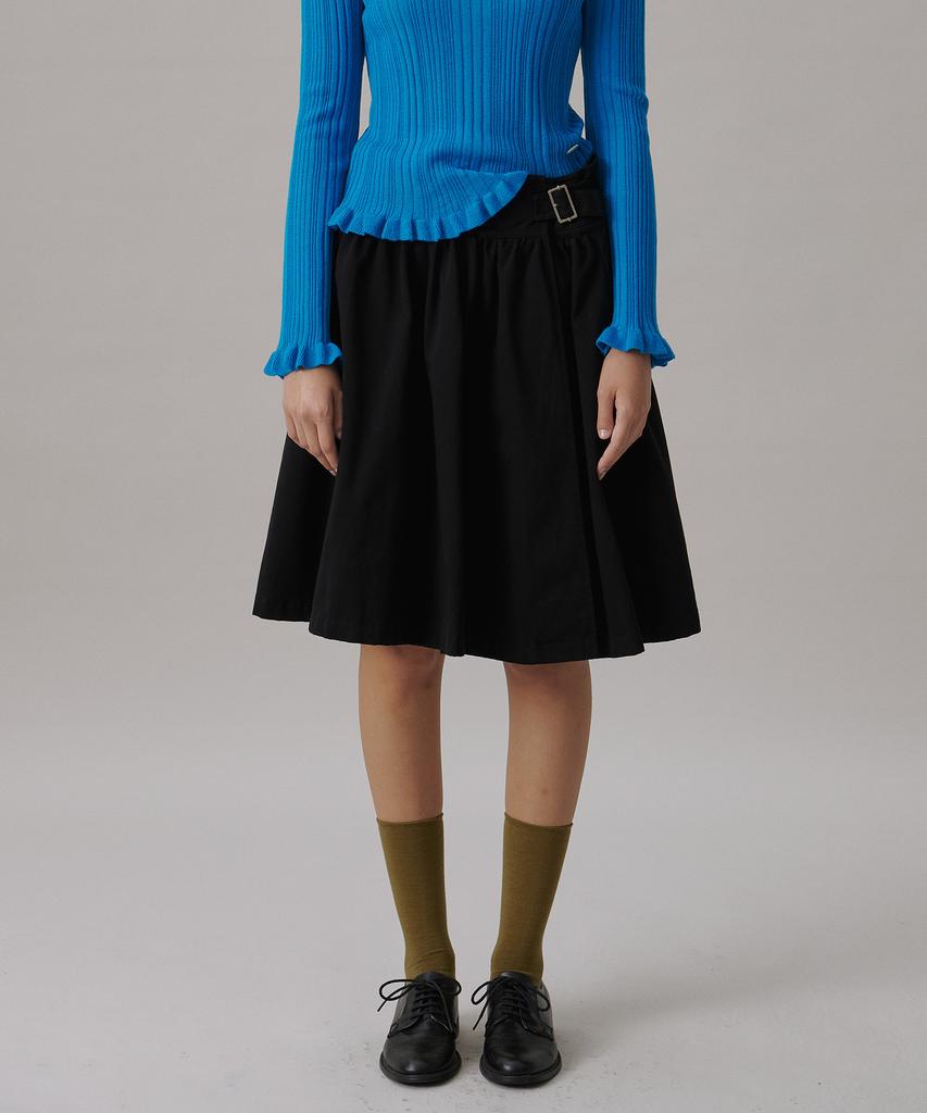 Tudment A-Line Flared Wrap Skirt_Black