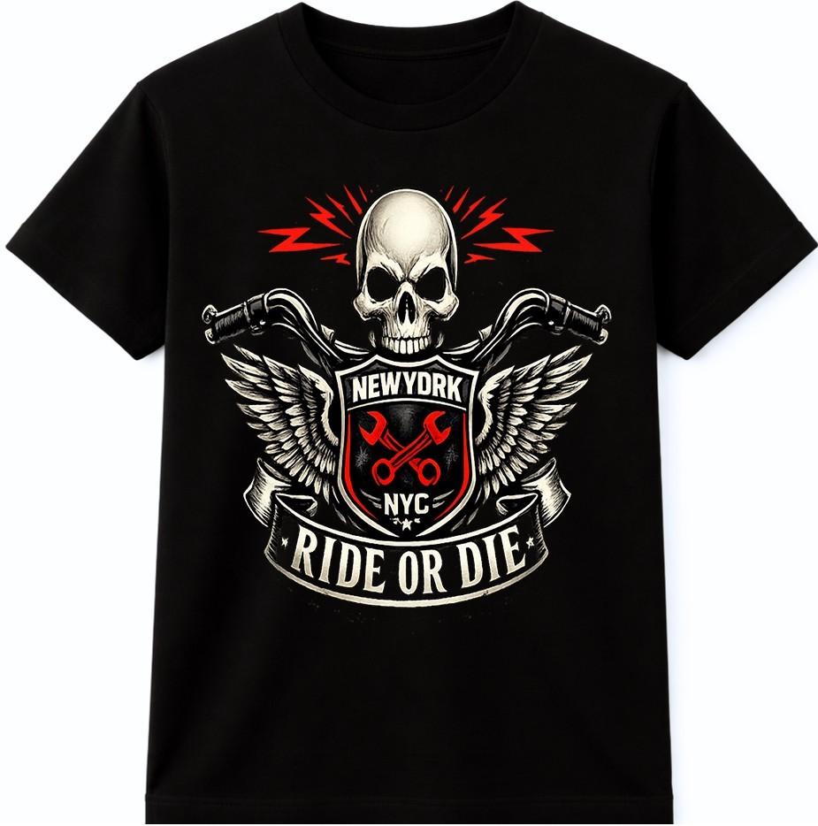 Skull Biker T Shirt Motorcycle Wings Wrench Vintage Garage Graphic Tee Men Women XXXXL