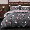 Christmas Duvet Cover Set 3 Pieces Penguin Snowflakes Xmas Tree Bedding Set Grey Reversible Plaid Comforter Set