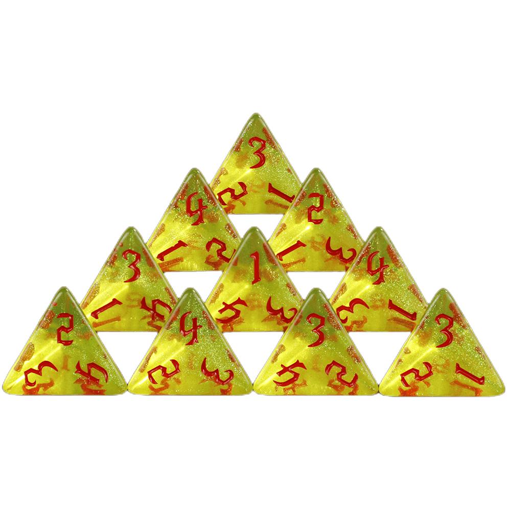 

10 шт. игральных костей DND Polyhedral Dice D4 для забавной вечеринки, реквизит для настольной игры жёлтый