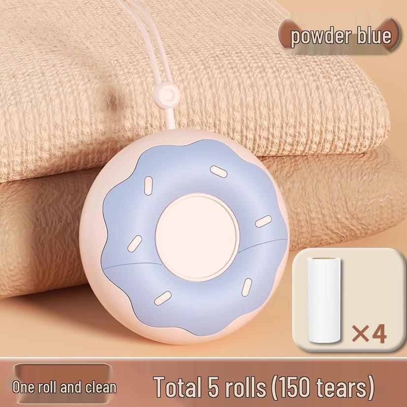 

Portable Donut Lint Roller with Refillable Paper Core for Household and Pet Hair Removal