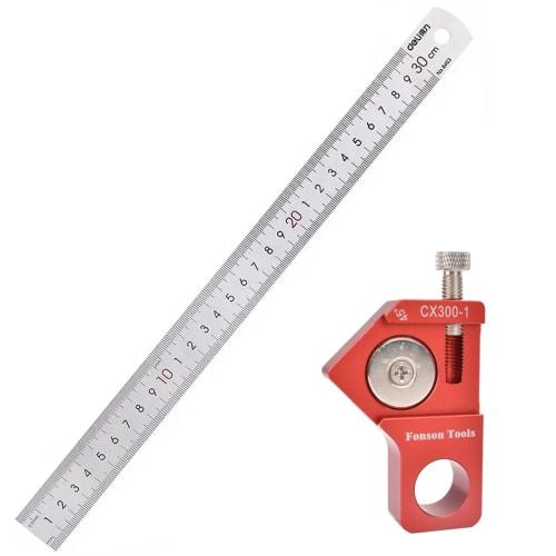 EXDUCT CX300-1 Marking Tool, Marking Gauge, Woodworking and Metalworking, Marking Square with Magnet, 45 Degree and 90 Degree Positioning
