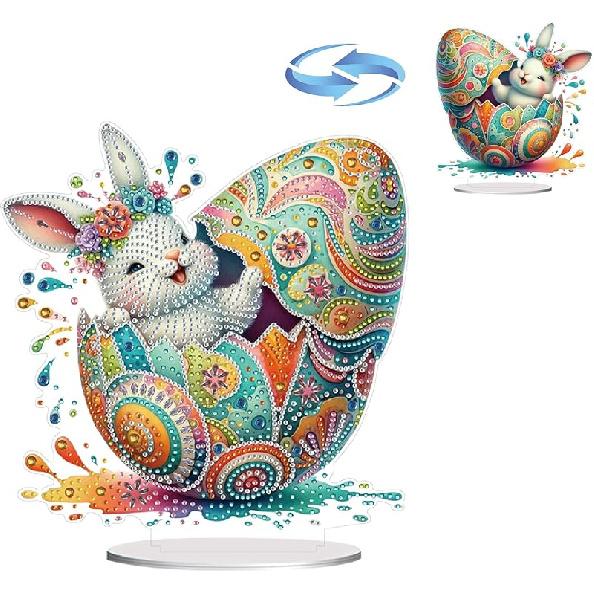 BAYUNOE DIY Diamond Art Painting Desktop Ornament Easter Handmade Double-Sided Pattern Diamond Art Decorated Tabletop Ornaments Single Sided Diamond