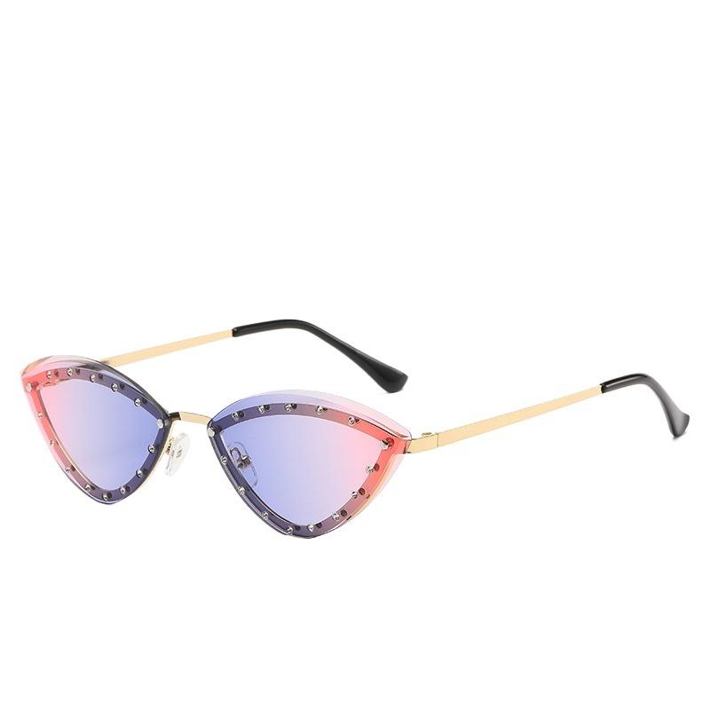 Y2K Spicy Girl Fashion Cat Eye Set with Diamond High Grade Sunglasses European and American Personalized Outdoor Party Trendy Wo
