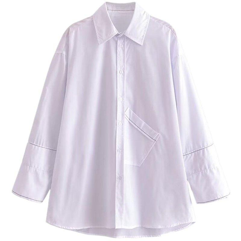 Fashion Style Autumn New Women's Clothing Stylish Versatile Asymmetric Pocket Loose Shirt 8289231 250
