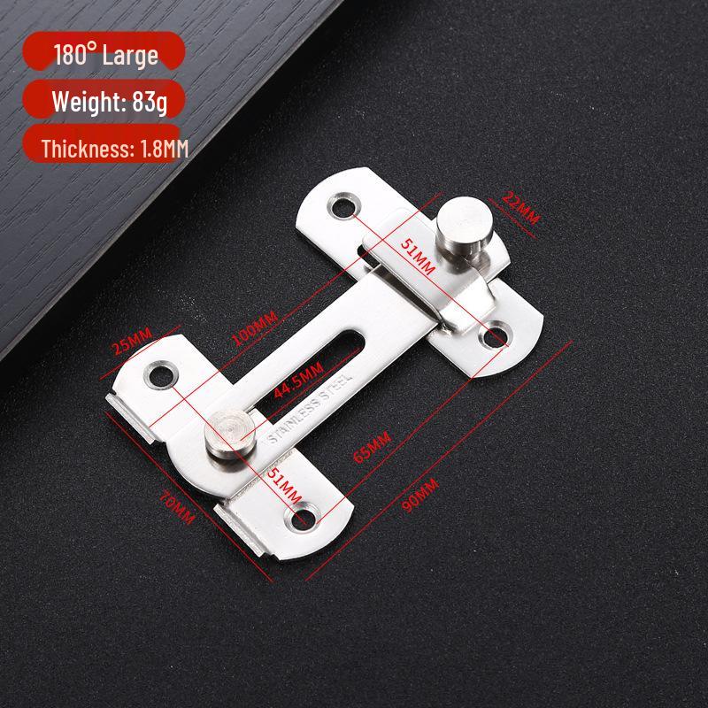 90° Stainless Steel Sliding Door Bolt Lock
