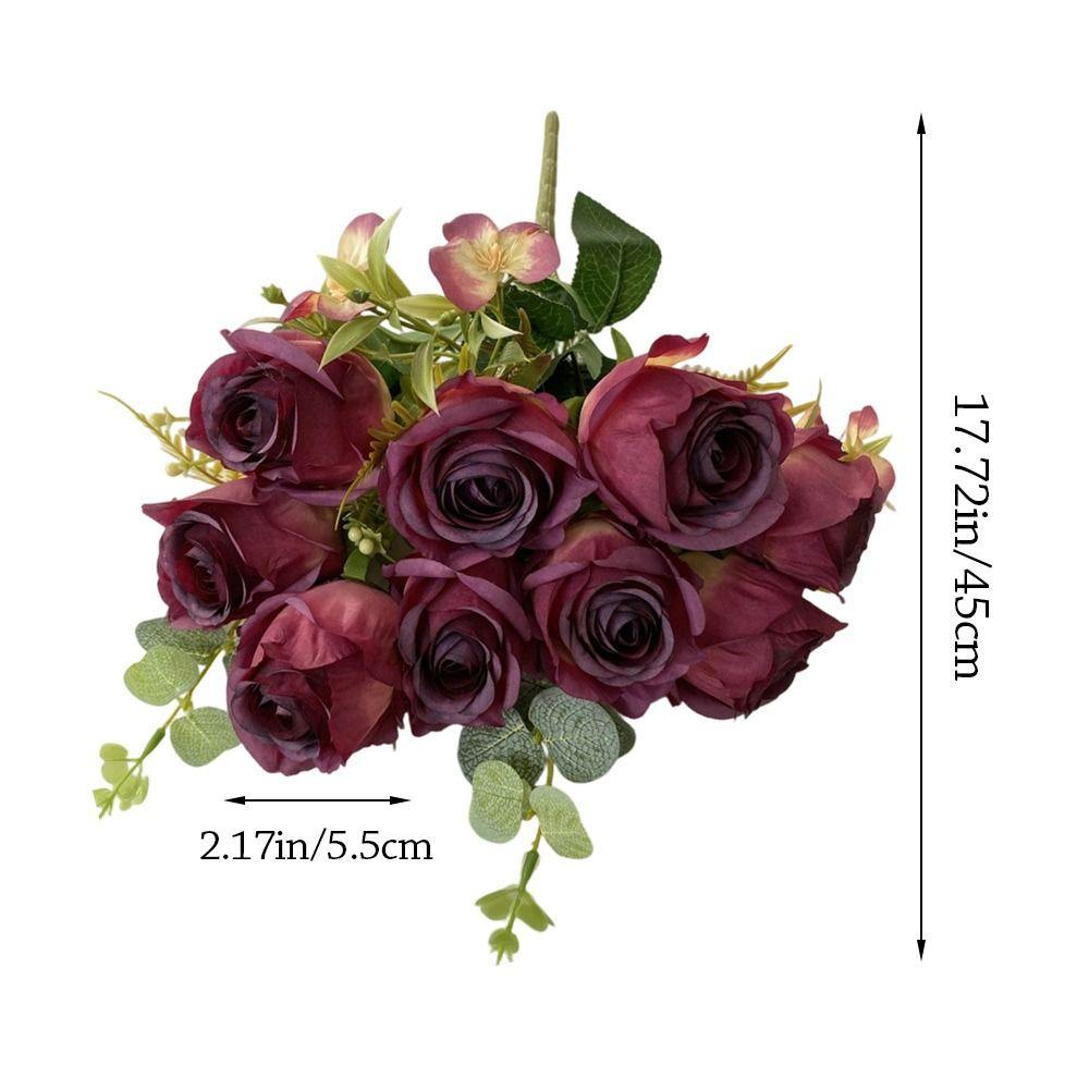 9 Heads Simulation Flower Bouquet Multicolor Faux Flower Creative Bridal Bouquet Desktop Ornament