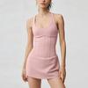 Women Athletic Sleeveless Tank Top Corset Detail High Waisted Tennis Skirt with Built-in Shorts Sports Jumpsuit with Skirt Two Piece Set
