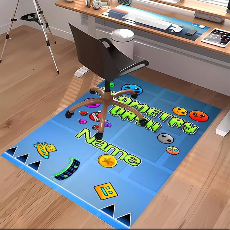 Tappeto Personalizzato Geometry Dash Area Tappeto - Morbido, Lavabile Antiscivolo Tappetino da Interno, Tappeto Decorativo per Soggiorno, Casa e Ufficio