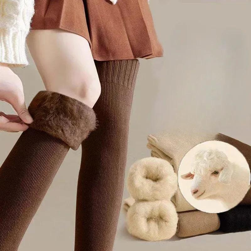Women Socks Winter Warm Long Stockings Thick Thermal Cotton Terry Solid Harajuku Breathable Thicken Casual Over Knee High Socks