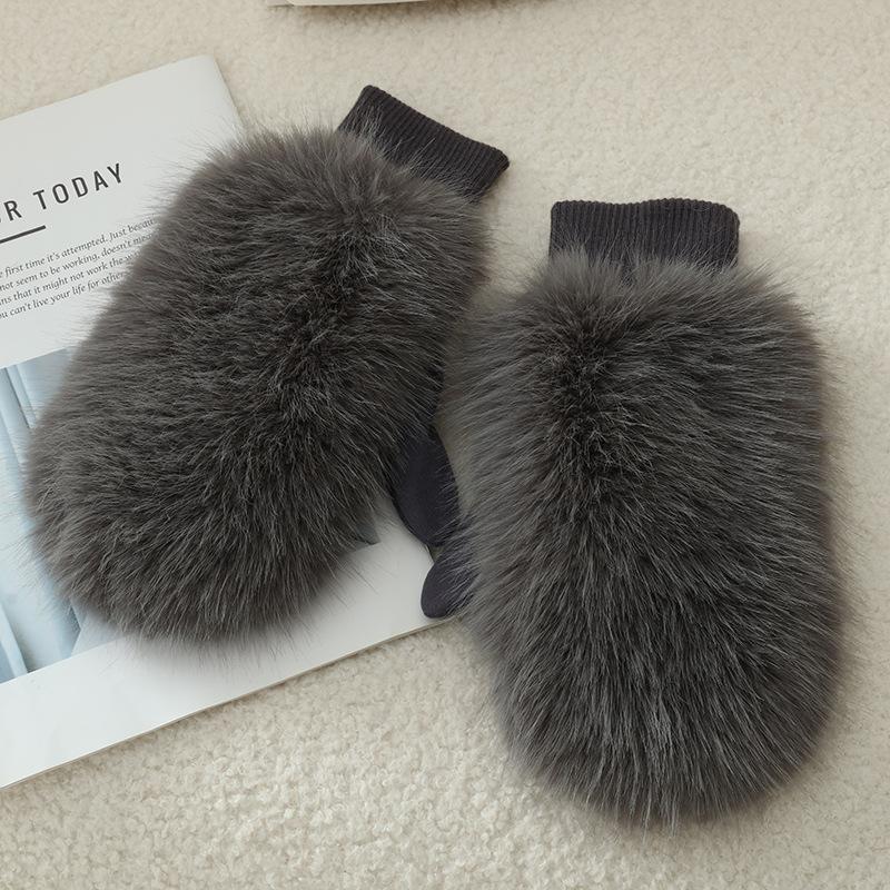 Women's Winter Warm Faux Fox Fur Gloves from Russia