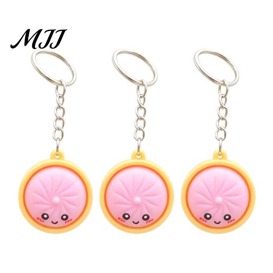 Bag Accessory Keyring 3Pcs Mini Dumpling Keychain Pendant, Soft Food Charm Cartoon Pastel Color Snack Accessories for Bags Car Keys School Gym