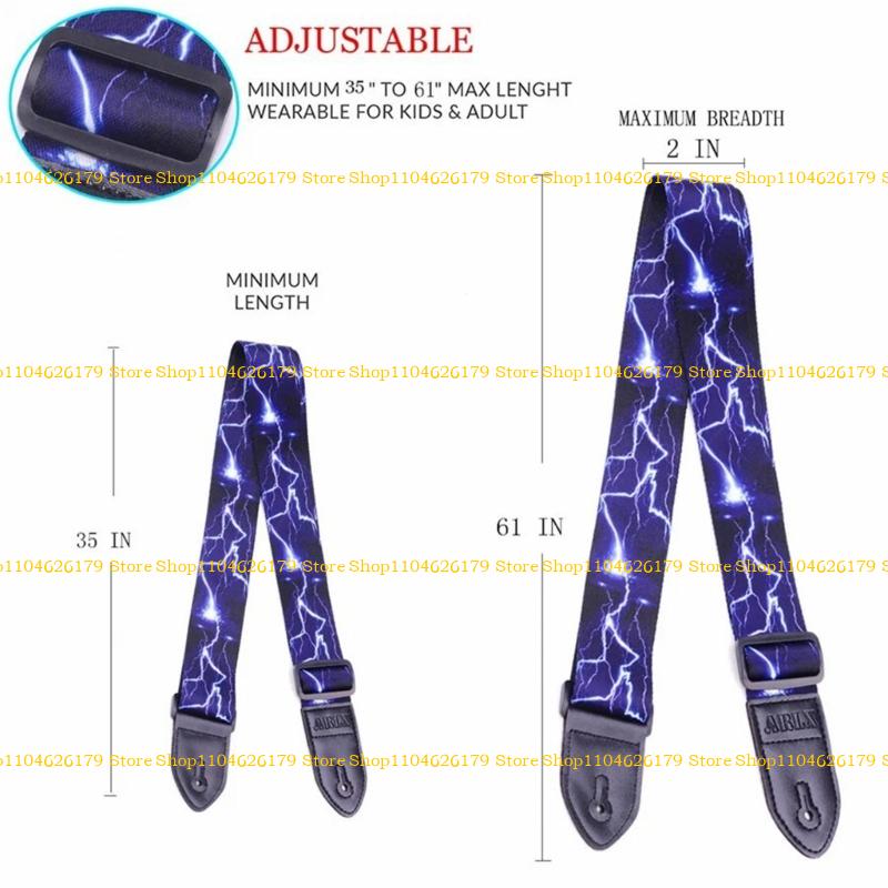 A1A2 Antislip Guitar Strap Comfortable Shoulder Strap Professional Guitar Strap for Includes Picks and Strap Button