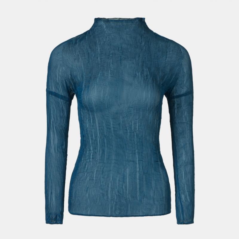 PleaTs Me Sheer Mock Neck PleaTed T shirT epTss026008