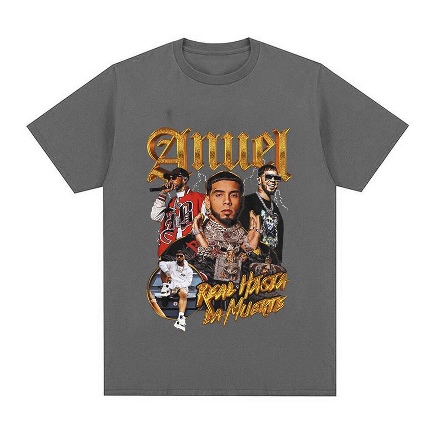 

2025 Summer Rapper Anuel AA Retro Graphic T Shirt Real Hasta La Muerte 100% Cotton T-shirt Men s Hip Hop Oversized Tees Men Punk XL